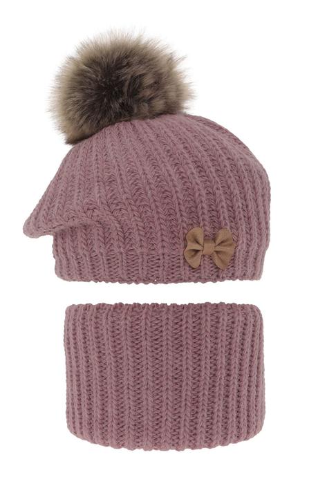 Dievčenský zimný komplet  baretka  a nákrčník, 48 / 50 / 52 / 54