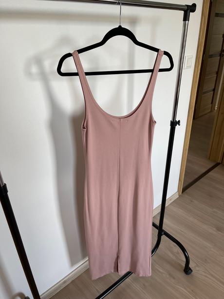 Ružové midi šaty bik bok, s