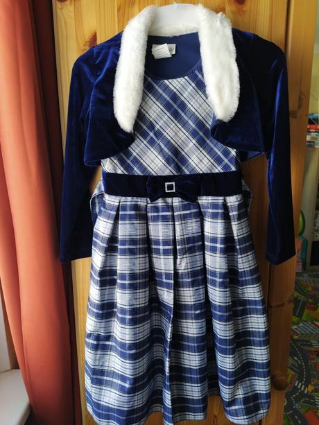 Slávnostné saty, kráľov.modrá 6-8r, plus bolerko, 122