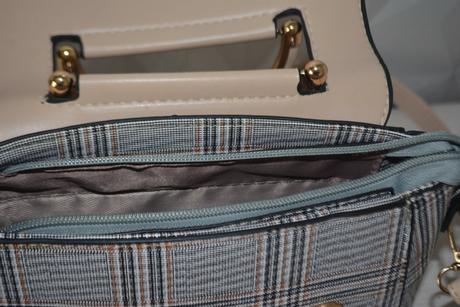Kabelka púdrovo-kockovaná, do ruky aj crossbody, 