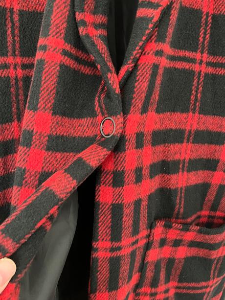 Krasny karovany dlhy kabat cropp, xl