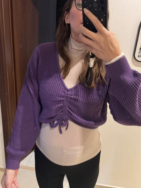 Fialový krátky svetrík, new yorker,s