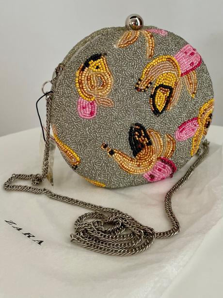 Zara okrúhla večerná kabelka do ruky psaníčko, zara