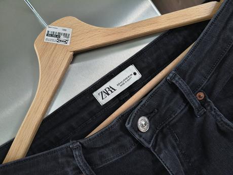 Zara elastické sivo čierne skinny l-xl, zara,l