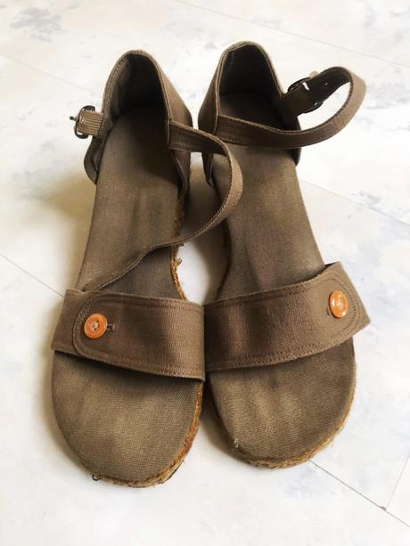 Naturálne sandálky na klíne, 38