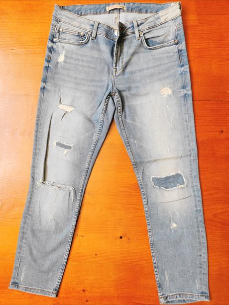 Bledomodré slim 7/8 rifle cropp, 38