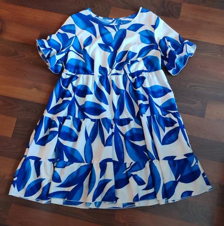 Letné šaty modré listy, xl