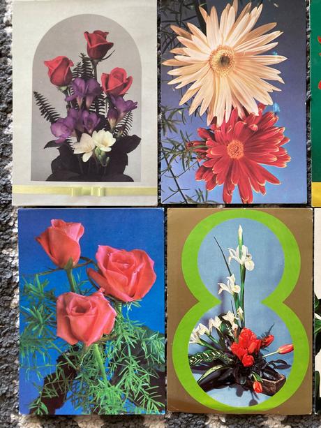 Retro kvetinkové pohľadnice 80-90te roky, 