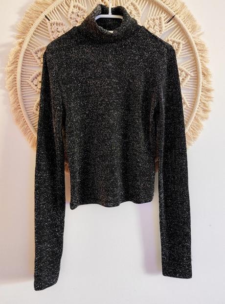 Čierny trblietavý sveter, h&m,xs