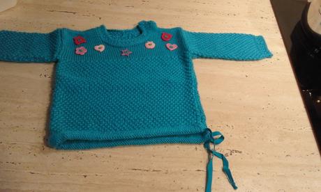 Tyrkysový pletený svetrík, 80