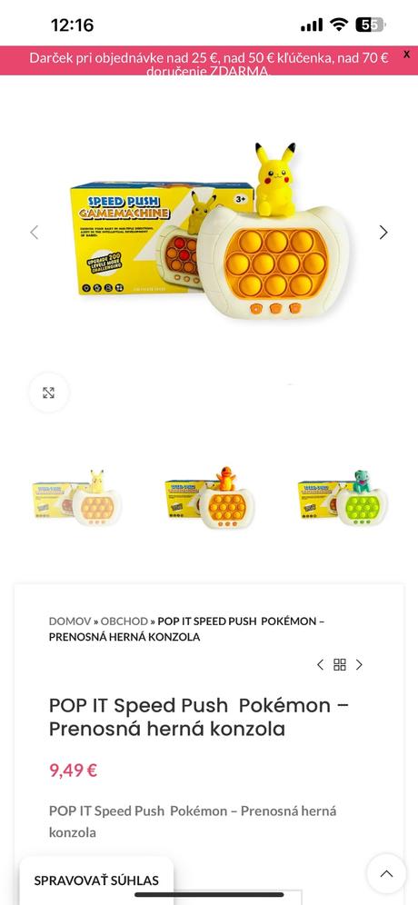 Pop it speed push pokemón-prenosná herna konzola,