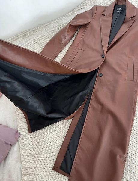 Krásny koženkový kabát zara, zara,s