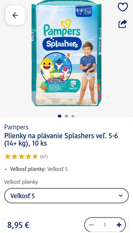 Plienky na plavanie, pampers,7 kg - 18 kg