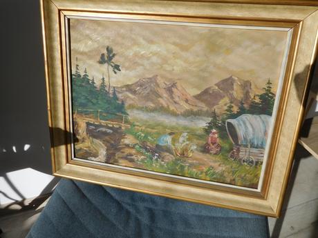 Kočovníci-olej na plátne 1952, 38 x 48 cm 2 kusy, 