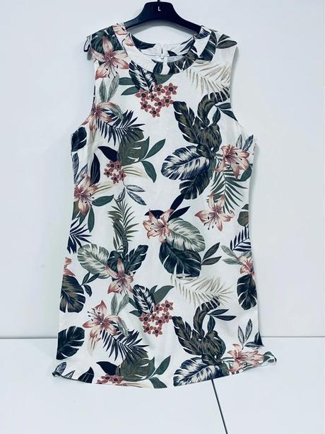 Letné kvietkované šaty s ľanom vel 46, 46