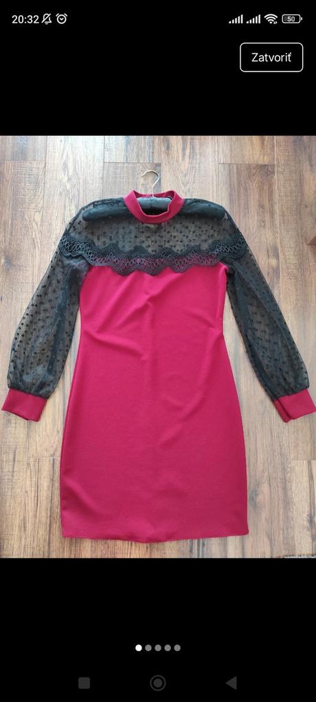 Bordove saty s čipkou, s