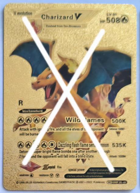 Pokémon karty zlaté plastové, 