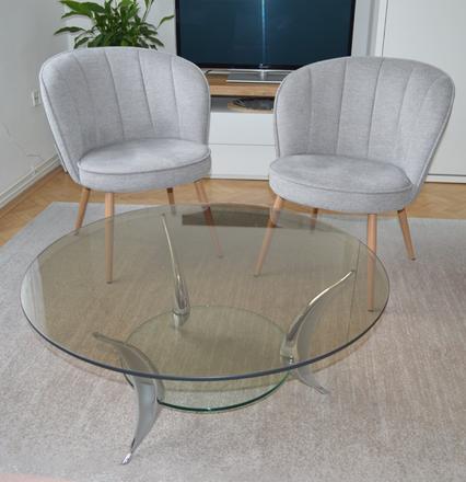 Konferenčný stolík chróm, sklo, 