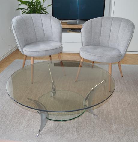 Konferenčný stolík chróm, sklo, 