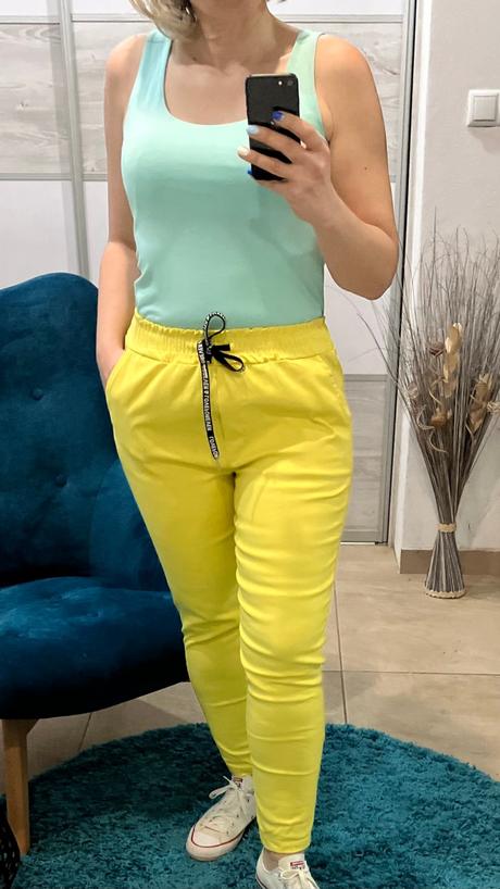 Dámske tenké žlté nohavice (uni), l / m / xl
