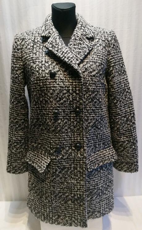 Čierno bielosivý acrylovo vlnený kabát orsay 36/38, orsay,38