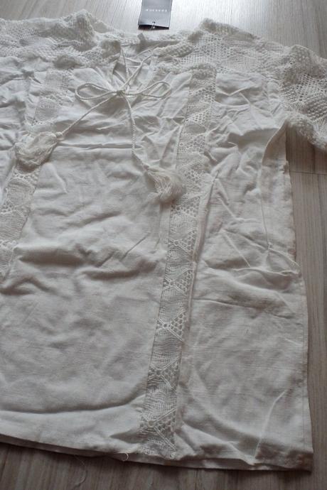 Blúzka s čipkou bielo maslovej farby, v. xl/xxl, xl