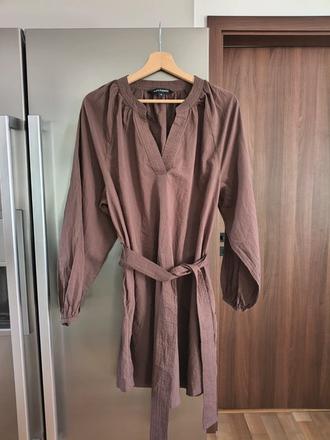 Kappahl bavlnené hnedé voľné šaty s opaskom m-l, kappahl,l