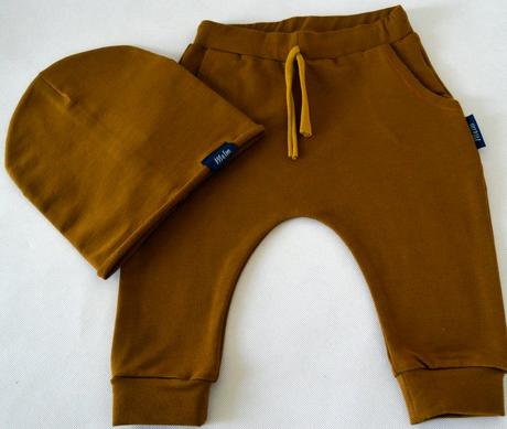 Detské dlhé pudlové tepláky melm tmavá horčica, 122 / 128