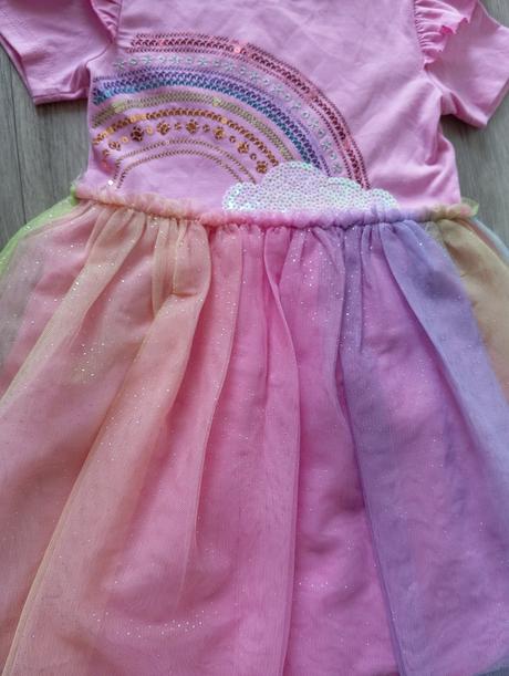 Lesklé dúhové šaty trblietky flitre 110, primark,110