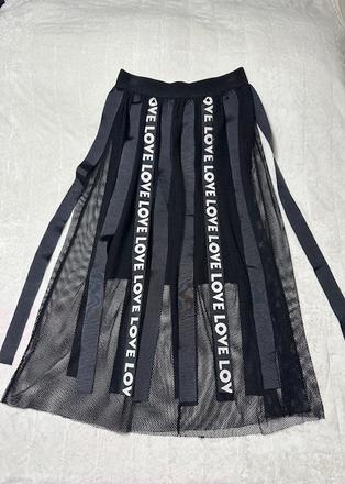 Sieťovaná midi sukňa so spodničkou,