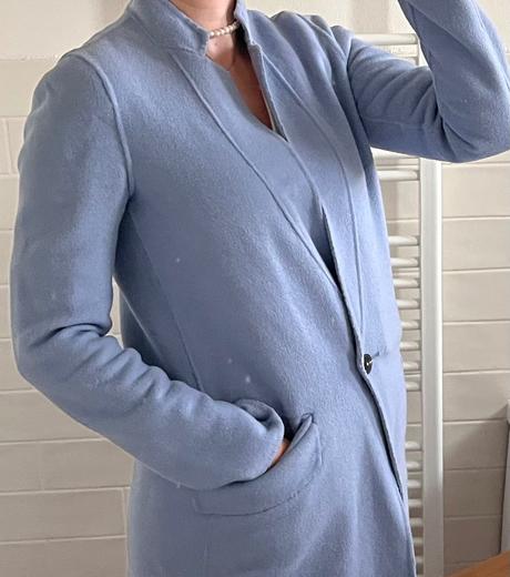 Bledomodrý vlnený kabát, zara, xs/34, zara,xs