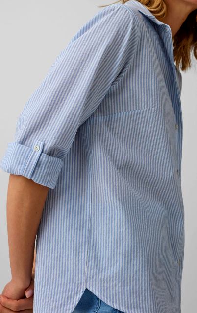 Bielo modro pásikavá košeľová blúzka, v. xl/xxl, 46 - xxl