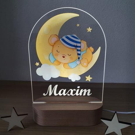 Detská nočná lampa s vlastným menom macko,