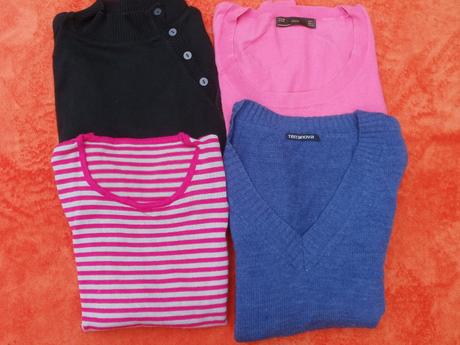 4 pulovriky s dlhým rukávom, s