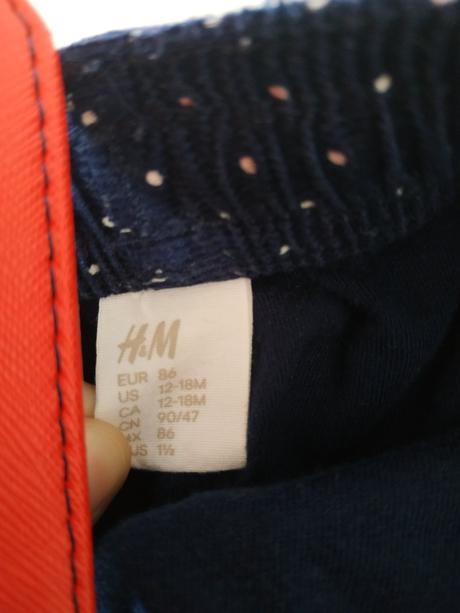 Podšité menčestrové nohavice, h&m,86