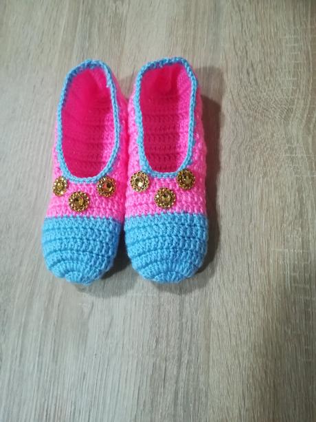 Detské háčkované papučky 115, 26 / 27