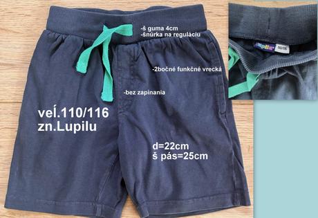 Chlapčenské šortky veĺ.110/116, zn.lupilu, lupilu,110