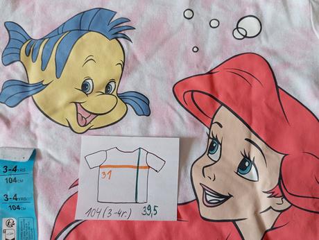 Batikované tričko disney ariel 104 a 110, primark,104