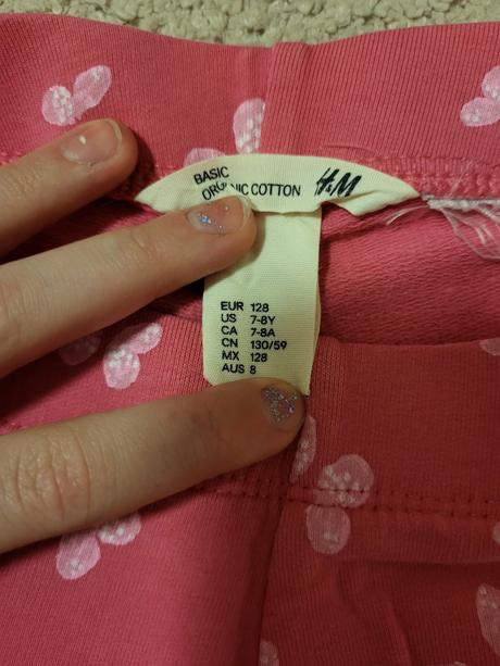 Ružové legíny s motýlikmi, h&m,128