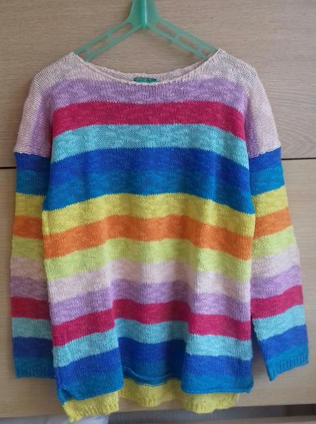 Pestrofarebný pulóver, benetton,128