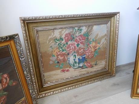 Obrazy vyšívané krížiková výšivka -v drevenom ráme, 