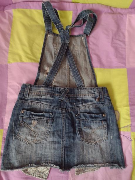 Riflová sukňa na traky, 34