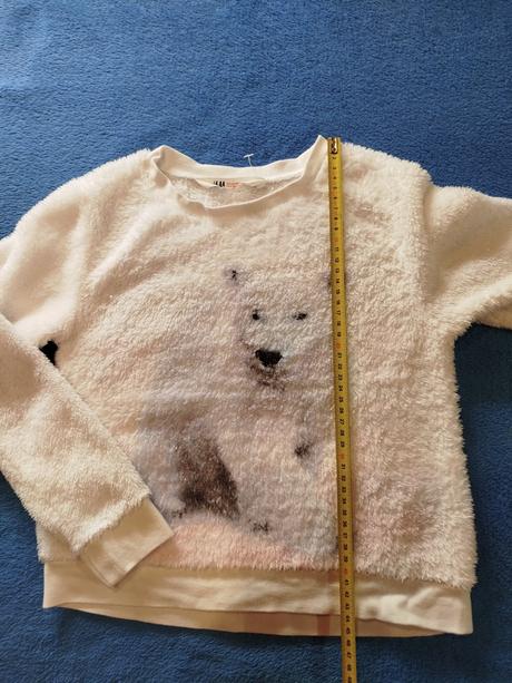 Chlpatá mikinka s medveďom, h&m,134