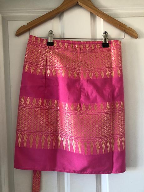 Ružovo - zlatá hodvábna zavinovacia sukňa, 