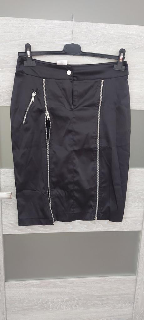 Sexi saténová sukňa so zipsami, s