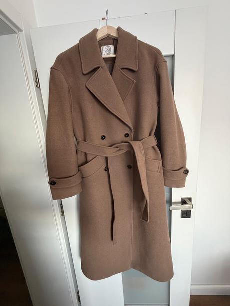 Vlnený kabát vo farbe taupe, m