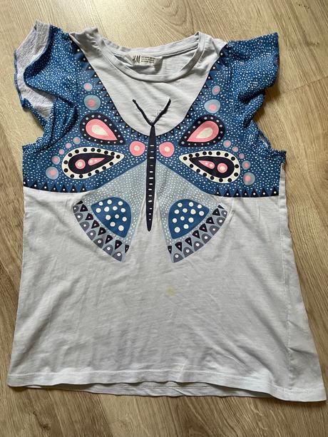 Tričko motýľ 8-10 rokov, h&m,140