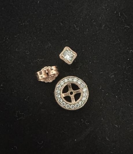 Náušnice + prsteň vo farbe gold rose zn. pandora, pandora