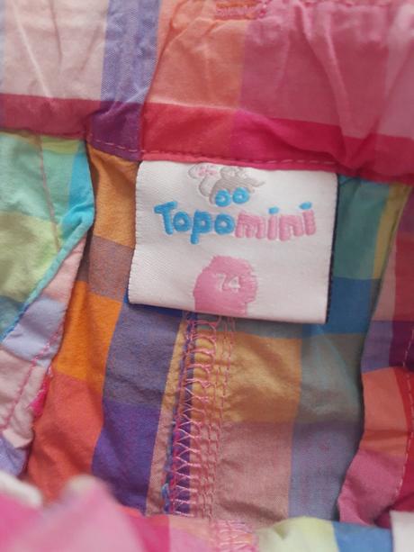 Detské farebné kockované kraťasy šortky, topomini,74