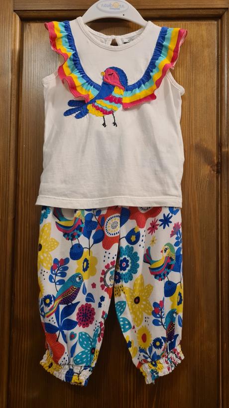 Dievčenská súprava tričko a bavlnené nohavice, marks & spencer,92